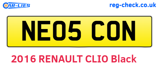 NE05CON are the vehicle registration plates.