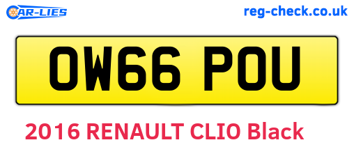 OW66POU are the vehicle registration plates.