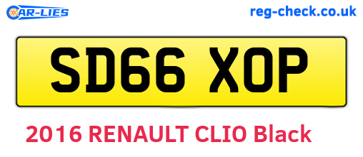 SD66XOP are the vehicle registration plates.