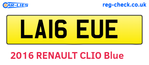 LA16EUE are the vehicle registration plates.