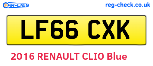 LF66CXK are the vehicle registration plates.