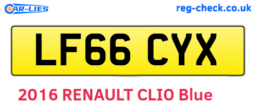 LF66CYX are the vehicle registration plates.