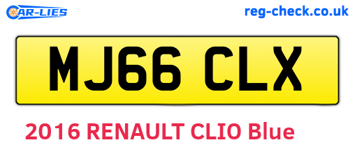 MJ66CLX are the vehicle registration plates.