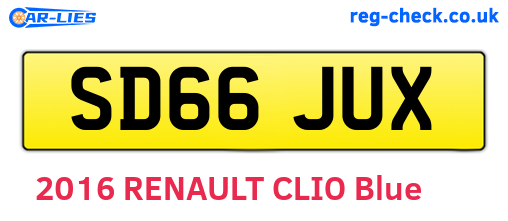 SD66JUX are the vehicle registration plates.
