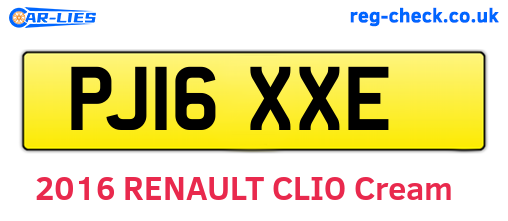 PJ16XXE are the vehicle registration plates.