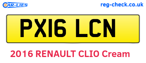 PX16LCN are the vehicle registration plates.