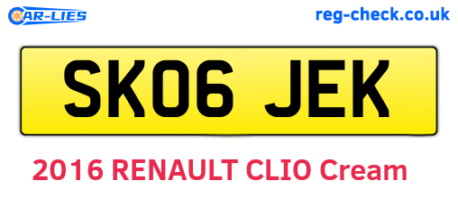 SK06JEK are the vehicle registration plates.