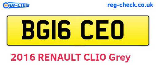 BG16CEO are the vehicle registration plates.