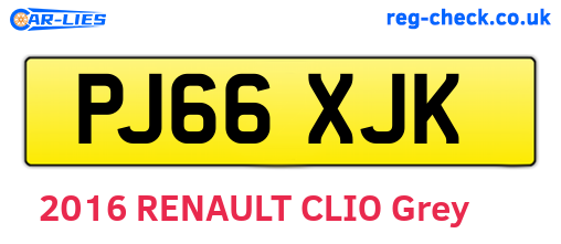PJ66XJK are the vehicle registration plates.