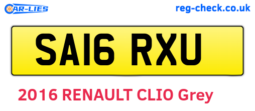 SA16RXU are the vehicle registration plates.