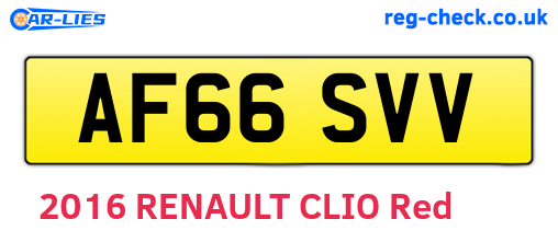 AF66SVV are the vehicle registration plates.