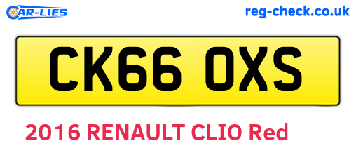 CK66OXS are the vehicle registration plates.