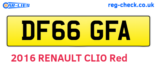 DF66GFA are the vehicle registration plates.