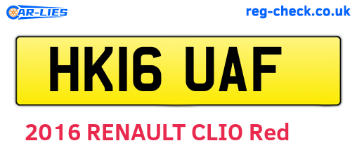 HK16UAF are the vehicle registration plates.
