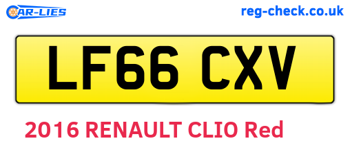 LF66CXV are the vehicle registration plates.