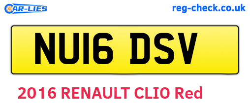 NU16DSV are the vehicle registration plates.