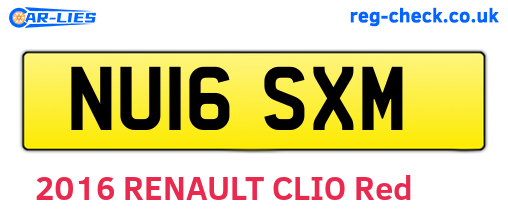 NU16SXM are the vehicle registration plates.