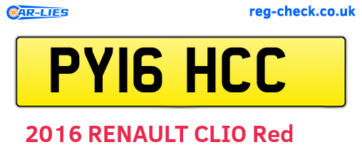 PY16HCC are the vehicle registration plates.