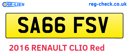 SA66FSV are the vehicle registration plates.