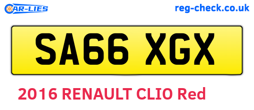 SA66XGX are the vehicle registration plates.