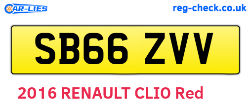 SB66ZVV are the vehicle registration plates.