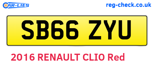 SB66ZYU are the vehicle registration plates.