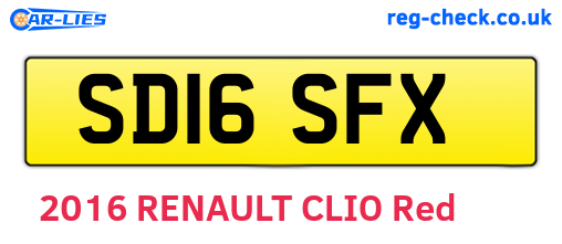 SD16SFX are the vehicle registration plates.