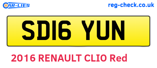 SD16YUN are the vehicle registration plates.