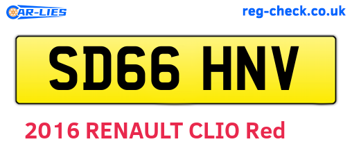 SD66HNV are the vehicle registration plates.