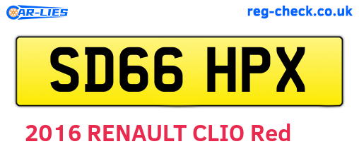 SD66HPX are the vehicle registration plates.
