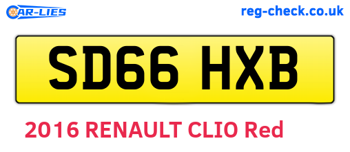 SD66HXB are the vehicle registration plates.