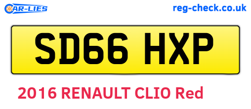 SD66HXP are the vehicle registration plates.