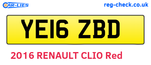 YE16ZBD are the vehicle registration plates.