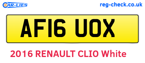 AF16UOX are the vehicle registration plates.