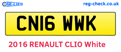 CN16WWK are the vehicle registration plates.