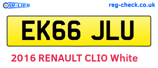 EK66JLU are the vehicle registration plates.