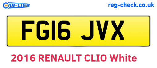 FG16JVX are the vehicle registration plates.