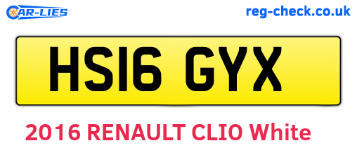 HS16GYX are the vehicle registration plates.