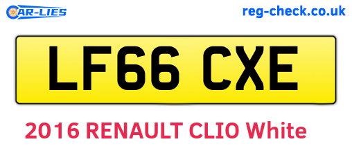 LF66CXE are the vehicle registration plates.