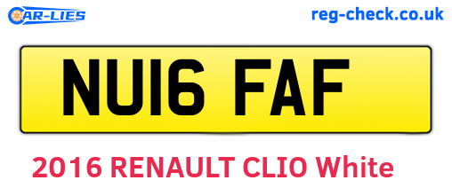 NU16FAF are the vehicle registration plates.