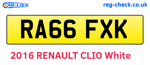 RA66FXK are the vehicle registration plates.