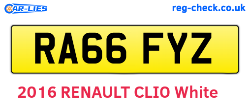RA66FYZ are the vehicle registration plates.