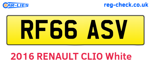 RF66ASV are the vehicle registration plates.