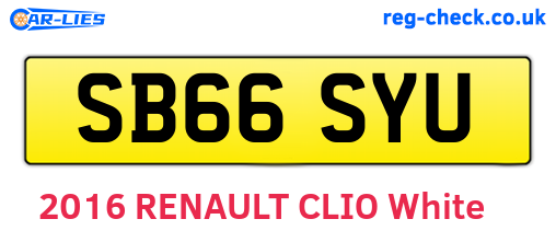 SB66SYU are the vehicle registration plates.