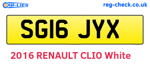 SG16JYX are the vehicle registration plates.