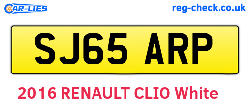 SJ65ARP are the vehicle registration plates.