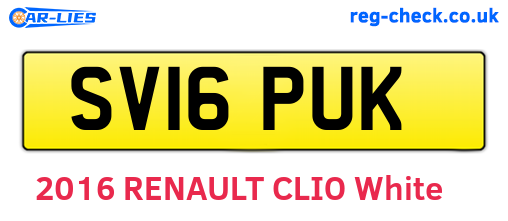 SV16PUK are the vehicle registration plates.