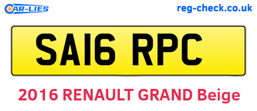SA16RPC are the vehicle registration plates.