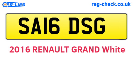 SA16DSG are the vehicle registration plates.