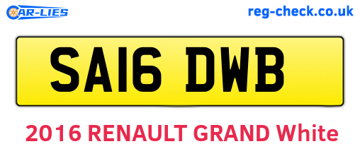SA16DWB are the vehicle registration plates.